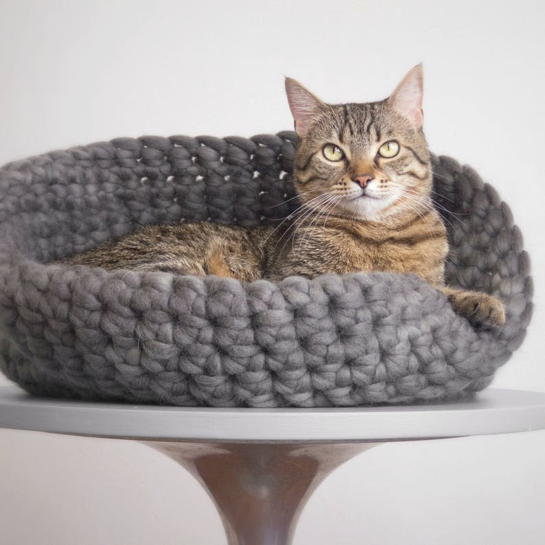 Pet Bed. Cat Basket. Luxury Pet Bedding. Gray Pet Bed. Extra Etsy