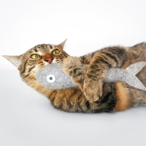 Cat Toys. Catnip Sardine. Gray Cat Toy. Luxury Cat Toy. Catnip Toy. Gifts For Cats. Catnip Fish. Organic Catnip Toy. Felt Cat Toy