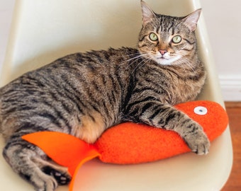 Jumbo Catnip Fish. Large Cat Toy. Orange Fish. Cat Toys. Organic Catnip. Catnip Toy. Luxury Cat Toy. Large Kicker. Large Cat Toy.