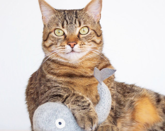 Cat Toys. Catnip Whale. Dove Gray. Organic Catnip. Catnip Toy. Luxury Cat Toy. Felt Cat Toy. Catnip Kicker. Organic Catnip Toy. Gray Cat Toy