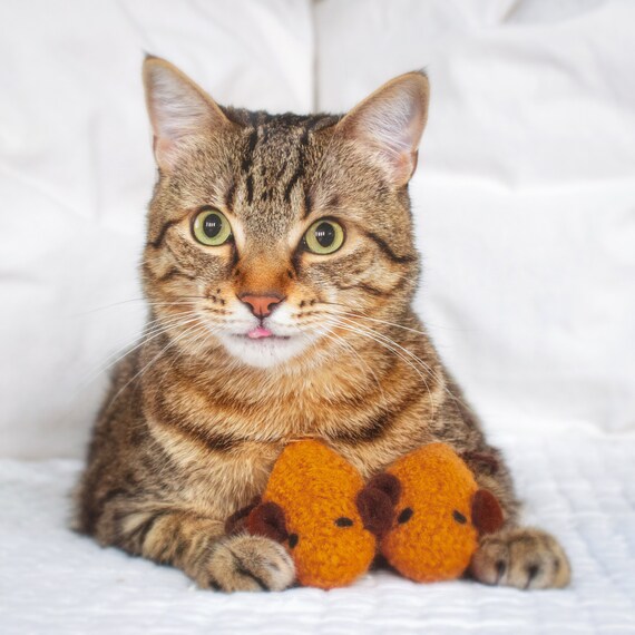 orange mouse cat toy