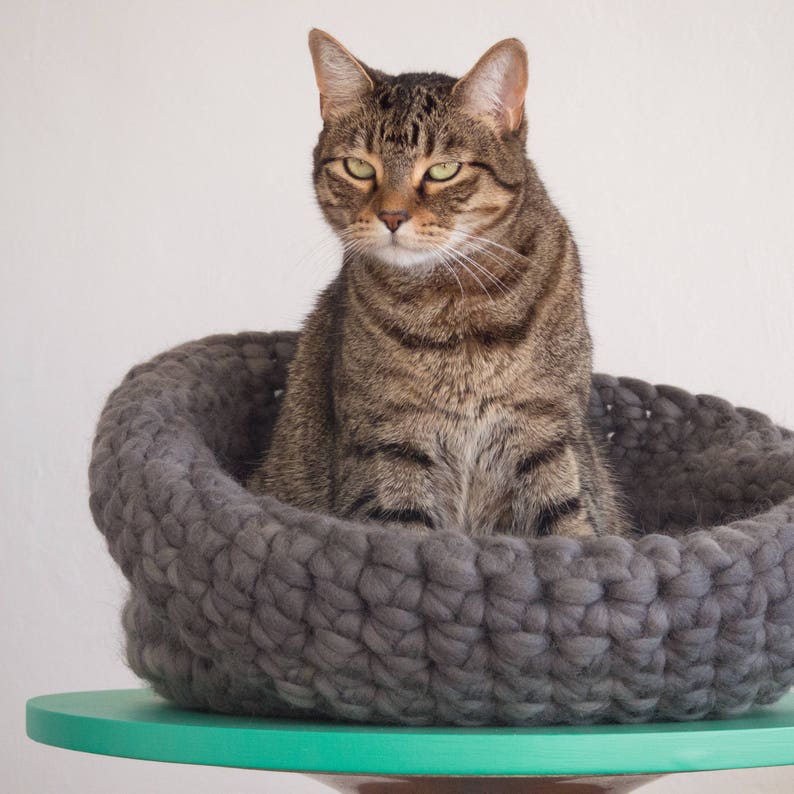 Pet Bed. Cat Basket. Luxury Pet Bedding. Gray Pet Bed. Extra Etsy