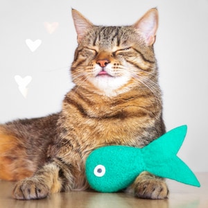 Catnip Toy. Cat toy. Catnip Fish. Aquamarine Tropical Fish. Valerian Option. Organic Catnip. Wool Felt Toy. Felt Cat Toy. Blue Cat Toy