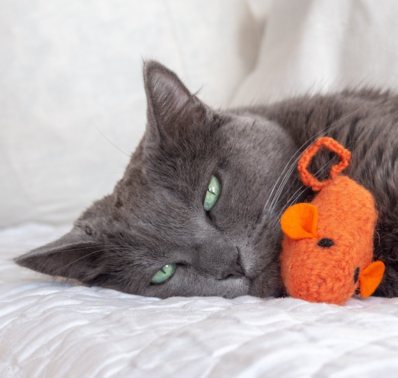 Cat Toy. Catnip Toy. Catnip Mouse. Orange Cat Toy. Organic Catnip