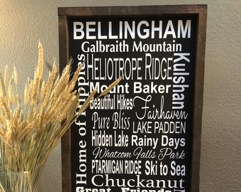 Free Domestic Shipping, Bellingham, Ferndale, Lynden Subway sign,  Wood Sign, Farmhouse Style, Rustic, personalize  12x24 framed
