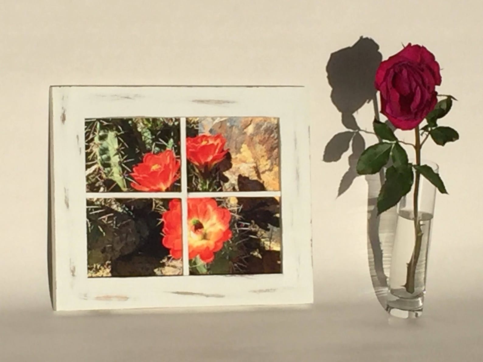 8x10 Distressed Rustic Window Picture Frame 4 Paned Window Etsy