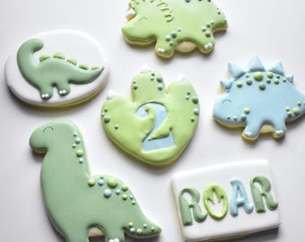 Dinosaur Birthday Sugar Cookies - Customizable - Individually Wrapped - Regular / Gluten-Free Friendly Options