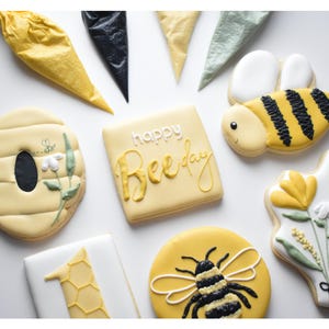 Bee Birthday / Bee Day Sugar Cookies - Individually Wrapped - Customizable - Regular / Gluten-Free Friendly Options