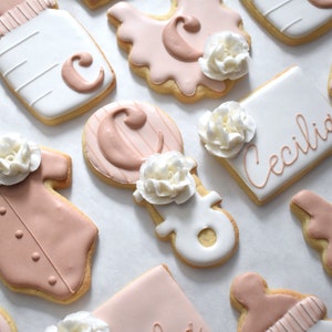 Pink Floral Baby Shower/Baby In Bloom Royal Icing Sugar Cookies - Individually Wrapped - Regular/Gluten-Free Friendly Options