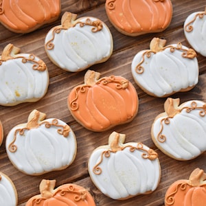 Fall Pumpkin Royal Icing Sugar Cookies Regular, Vegan/Gluten-Free/Gluten-Free Vegan Friendly Options Individually Wrapped image 2