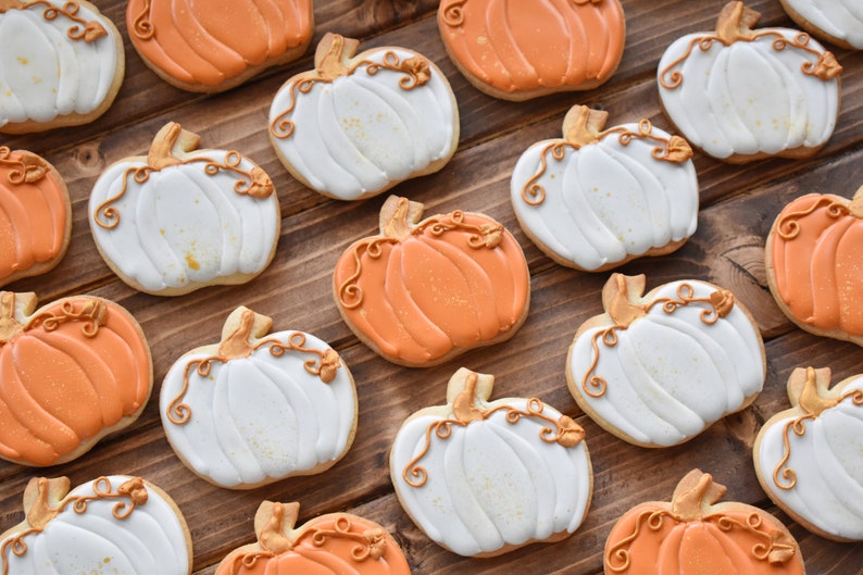 Fall Pumpkin Royal Icing Sugar Cookies Regular, Vegan/Gluten-Free/Gluten-Free Vegan Friendly Options Individually Wrapped image 2