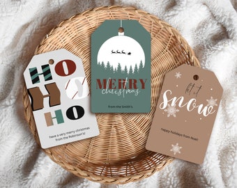 Set Of 3 Editable Christmas/Holiday Themed Printable/Digital Gift Tags