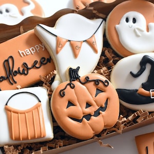 Customizable 6 Piece Halloween Royal Icing Sugar Cookie Gift Box - Regular, Vegan/Gluten-Free/Gluten-Free Vegan Friendly