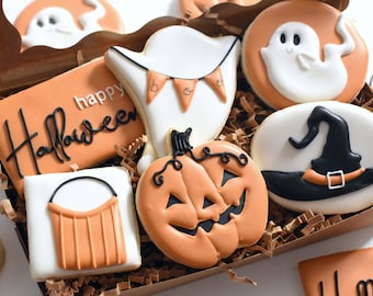 Customizable 6 Piece Halloween Royal Icing Sugar Cookie Gift Box - Regular, Vegan/Gluten-Free/Gluten-Free Vegan Friendly