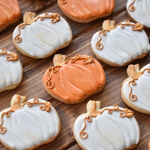 Fall Pumpkin Royal Icing Sugar Cookies - Regular, Vegan/Gluten-Free/Gluten-Free Vegan Friendly Options - Individually Wrapped