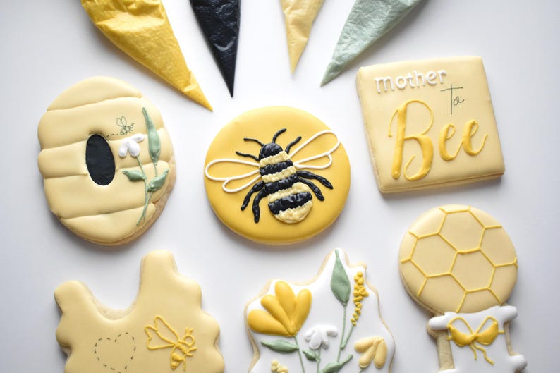 Bee Baby Shower / Gender Reveal Sugar Cookies - Individually Wrapped ...
