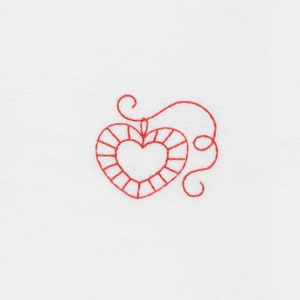Petite Heart Embroidery Design 4x4&#39;&#39; Hoop Redwork Christmas