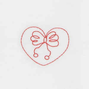 Heart Embroidery Design 4x4&#39;&#39; Hoop Redwork Christmas