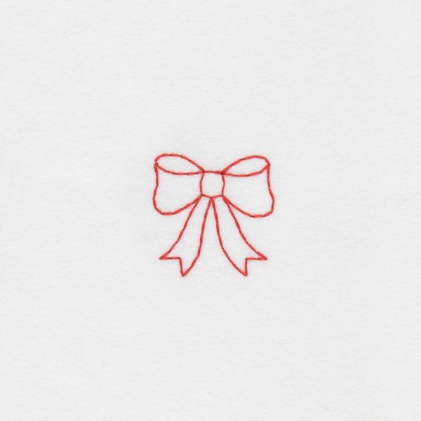 Petite Classic Bow Embroidery Design 4x4'' Hoop Redwork Christmas
