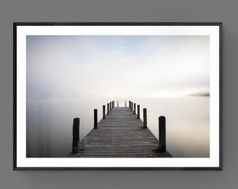 Foggy Dock Print | Minimalist Lake House Wall Art | Tim’s Ford Lake Photography