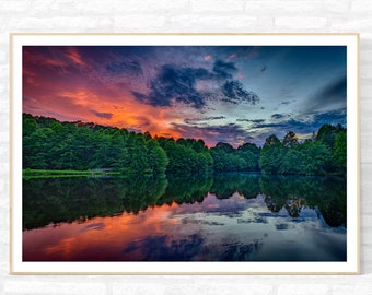 Lake Cheston Sunset - Sewanee, Tennessee - The University of the South - Fine Art Print