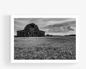 Vintage Barn Print: Black and White Tennessee Farmhouse Wall Decor