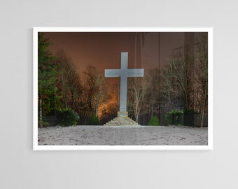 Cross Print - Snow at the Memorial Cross Sewanee, Tennessee