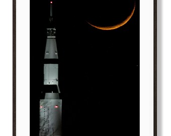 Huntsville Saturn V Moon Photo Print — U.S. Space & Rocket Center Wall Art, Alabama Home Décor