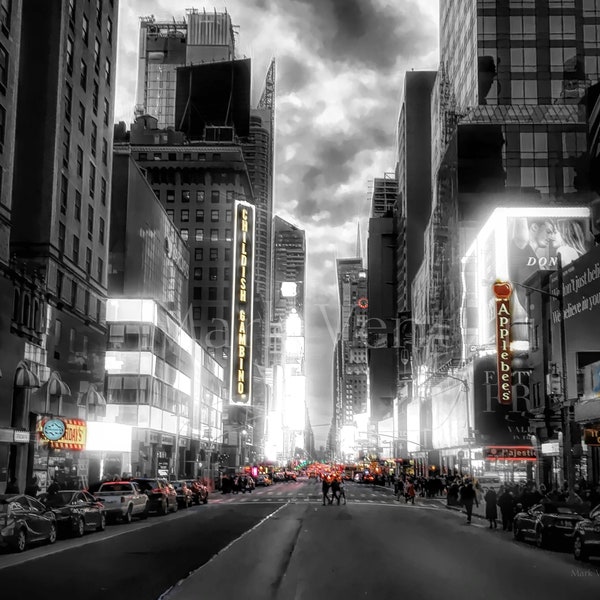 New York City Print, Times Square, NYC Print, Broadway, Fine Art Photography, New York City Street Scene, New York Lights, Black & White