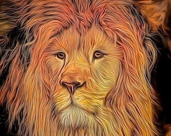 Lion Wall Art, Lion Print, Lion Art Print, Lion Abstract Wall Art, Lion Face, Male Lion Print, African Lion Print, Fine Art Photography