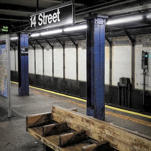 Subway New York City Print, NYC Underground Photo, Fine Art Photography, 14 Street Subway Station, 14Th Street Train Platform Photograph,
