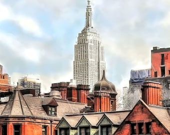 Empire State Building Fine Art Print, NYC Skyline Manhattan Rooftops