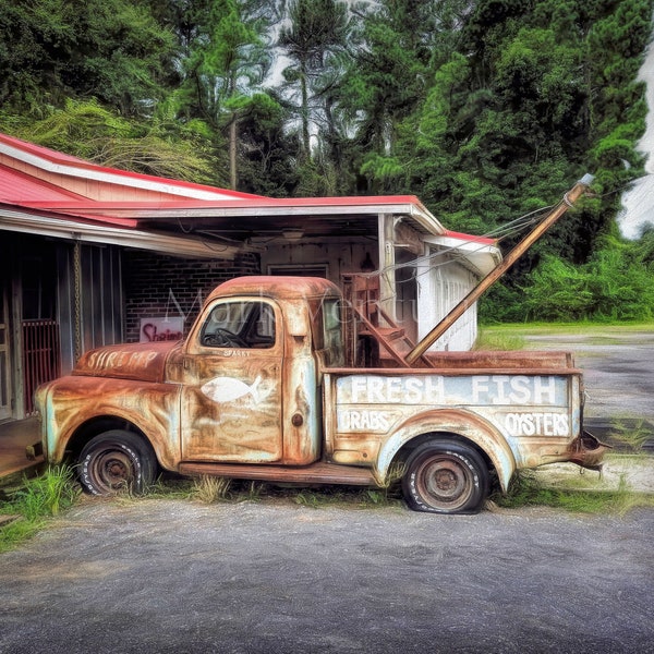 53 Dodge Truck Print, Old Dodge Truck, Tow Mater, Fine Art Photography, Dodge Garage Art, Rusty Dodge Photograph, Vintage Dodge Tow Truck