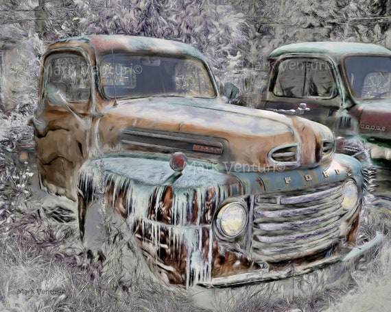 Frozen Ford Truck Print Ford Truck Wall Art Fine Art Photography Junkyard Art Old Ford Truck Art 1948 1949 Ford Truck Rust Print