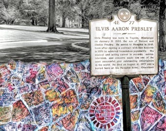 Elvis 'The Kings Wall' Photography Print, Memphis TN, Signed Art