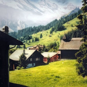 Switzerland Murren Print, Lauterbrunnen Switzerland, Fine Art Photography, Fine Art Paper Print, Murren Mountain Alpine Photograph Print