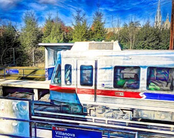 Villanova University Train Platform Art Print, Philadelphia Photography