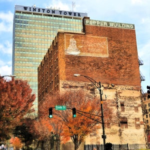 Winston-Salem North Carolina Print, Winston Tower, Pepper Building, Winston-Salem Wall Art, Fine Art Photography, Winston Salem Print