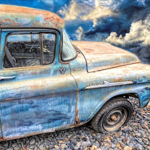 Apache 38 Truck Print, 58 Chevy Apache Panel Truck Photo, Rusty Blue Chevy Apache Truck Art, Fine Art Photography, 1958 Apache Truck Print