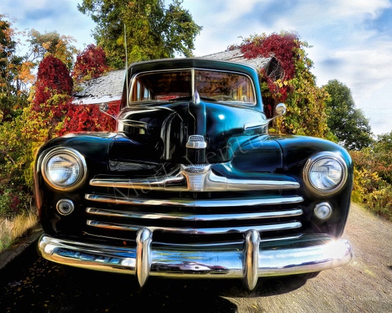 Ford Super Deluxe 8 Woody Print 1947, Old Ford Photo