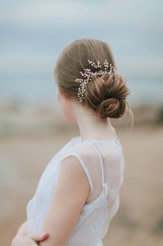 Bridal Hair Pins Rose Quartz Light Pink Crystal Stone Hair Etsy