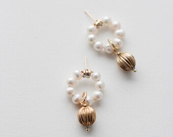 Pearl Earrings Hoop Earrings Round Circle Assorted Mix and Match Earrings Dangle Drops White Pink Blue Opal Stone and Pearl Hoop Earrings