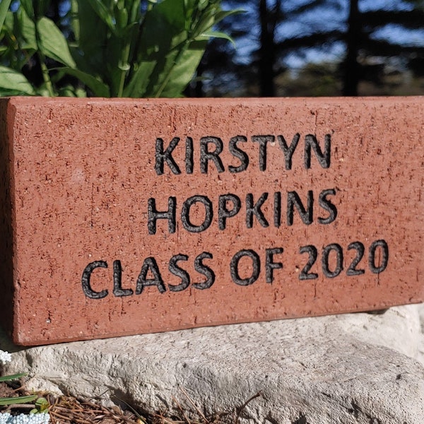 Graduation Class of 2022 Carved REAL CLAY BRICKS / Personalized Pavers / Patio Garden Walkway School / Grad Gift Yard Stone -- Free Shipping