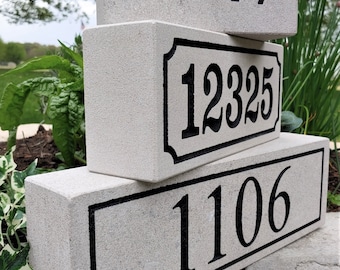 Nice 3" Thick REAL Indiana LIMESTONE Address Stone Marker for House Number / Stone & Brick / Mailbox / Rock / Garden Stone-- FREE Shipping