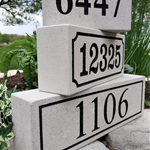 Nice 3" Thick REAL Indiana LIMESTONE Address Stone Marker for House Number / Stone & Brick / Mailbox / Rock / Garden Stone-- FREE Shipping