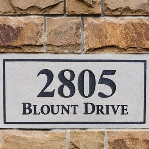 LARGE Indiana Limestone Address Stone Block with Street Name/ Carved Brick & Stone 8X16 /Veneer Masonry / Mailbox Column -- FREE SHIPPING