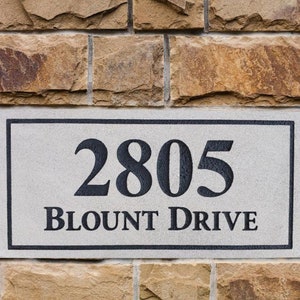 LARGE Indiana Limestone Address Stone Block with Street Name/ Carved Brick & Stone 8X16x1.5/Veneer Masonry / Mailbox Column -- FREE SHIPPING