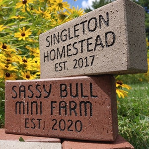 Homestead Mini-Farm Tiny Home Name Sign Plaque Saw Mill / She Shed / Established 2021 / 4x8 REAL CLAY BRICK Personalized - Free Shipping