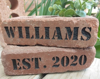 TWO Custom Carved Chicago Style Bricks / Rustic Farmhouse Decor / Industrial Label / Rock Sign / Reclaimed Repurposed / Garden Wedding / Fun