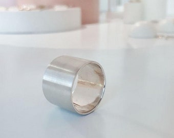 Thick band ring, Anxiety ring, Tube ring, Cigar band ring, Cigar ring, Sterling silver wide ring, Simple wide band ring, Silver tube ring